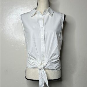 NEW White Sleeveless Tie-Front Blouse